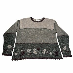 Vintage 90’s Grape Vine Embroidered Sweater Women’s XL Cottage Cabin Cozy Winter